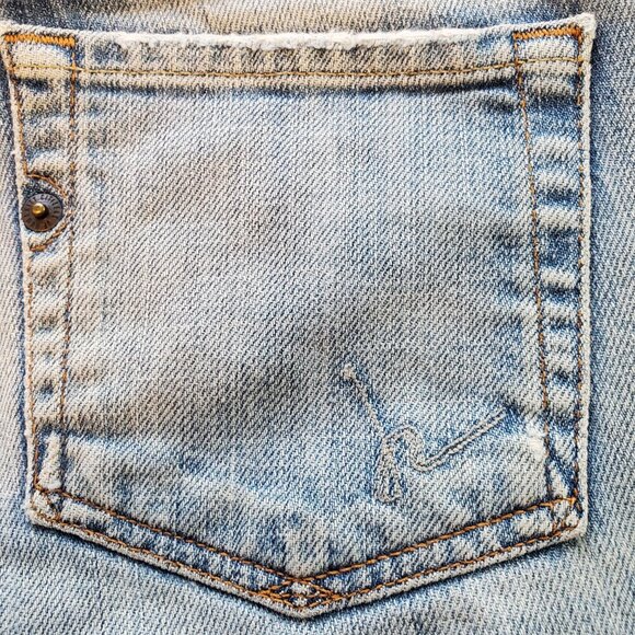 CITIZENS OF HUMANITY SZ 25 (28"waist meas.) Heavily Distressed Crop Frayed Jeans - Picture 8 of 13